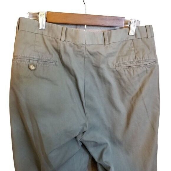 Lands' End Mens Size 34R Gray  Solid Straight Leg Chino Khaki Pants - Picture 3 of 10
